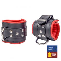 THE RED Gepolsterte Handfesseln aus Leder Schwarz/Rot