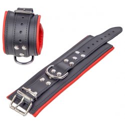 THE RED Gepolsterte Handfesseln aus Leder Schwarz/Rot