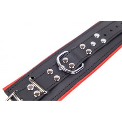 THE RED Gepolsterte Handfesseln aus Leder Schwarz/Rot