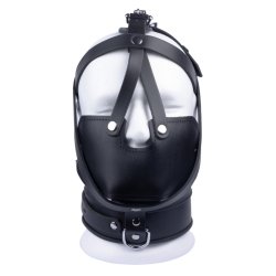 THE RED Kopfmaske aus hochwertigem Leder Schwarz