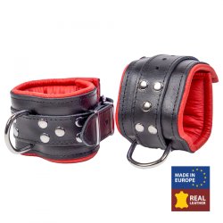 THE RED Gepolsterte Fussfesseln aus Leder Schwarz/Rot