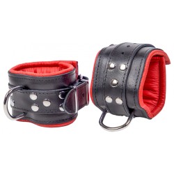 THE RED Gepolsterte Fussfesseln aus Leder Schwarz/Rot