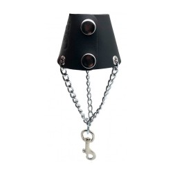 THE RED Hodenfallschirm aus Leder mit Ketten & Karabiner Schwarz