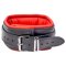 THE RED Gepolstertes Lederhalsband mit 3 D-Ringen Schwarz/Rot