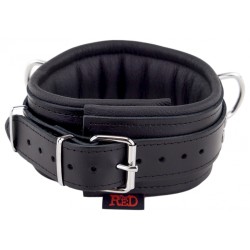 THE RED Gepolstertes Lederhalsband mit 3 D-Ringen Schwarz