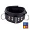 THE RED Gepolstertes Lederhalsband mit 3 D-Ringen Schwarz