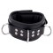 THE RED Gepolstertes Lederhalsband mit 3 D-Ringen Schwarz