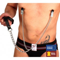 THE RED Brustklammern mit Leine aus Metall & Leder...