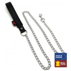 THE RED Leine mit Leder-Griff 1 m Schwarz