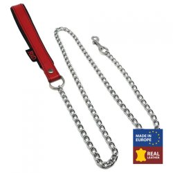 THE RED Leine mit Leder-Griff 1 m Rot