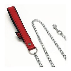 THE RED Leine mit Leder-Griff 1 m Rot