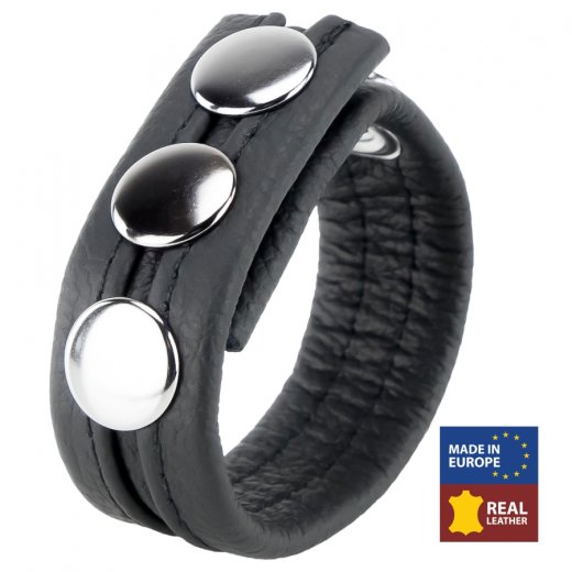 THE RED Ledercockring mit 3 Druckknöpfen Schwarz