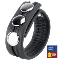 THE RED Ledercockring mit 3 Druckknöpfen Schwarz