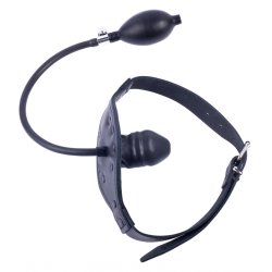 THE RED Aufblasbarer Leder-Knebel mit Penismundstück Schwarz