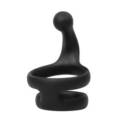 RIMBA Doppel-Penisring mit Perineum-Stimulator aus Silikon Schwarz
