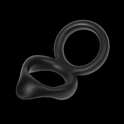 RIMBA Doppelring für Penis & Hoden mit Stimulationsnase aus Silikon Schwarz