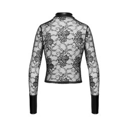 NOIR HANDMADE Noirelle Lace Button-Up Shirt Schwarz