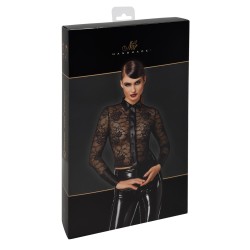 NOIR HANDMADE Noirelle Lace Button-Up Shirt Schwarz