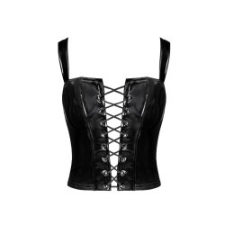 NOIR HANDMADE Dominae Frontbind PVC Corset Top Schwarz