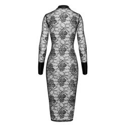 NOIR HANDMADE Noirelle Lace Button-Up Midi Dress Schwarz