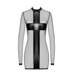 NOIR HANDMADE Crossfire Mesh & Wetlook Mini Dress Schwarz