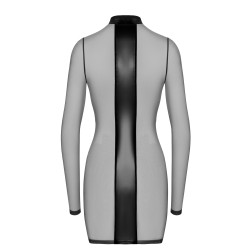 NOIR HANDMADE Crossfire Mesh & Wetlook Mini Dress Schwarz