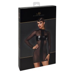 NOIR HANDMADE Crossfire Mesh & Wetlook Mini Dress Schwarz