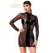NOIR HANDMADE Crossfire Mesh & Wetlook Mini Dress Schwarz