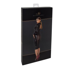 NOIR HANDMADE Luxuria Crystal Back Sheer Midi Dress Schwarz