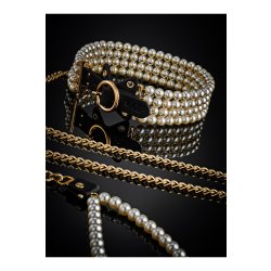 GUILTY PLEASURE ALLURE Luminious Pearl Halsband & Leine Schwarz/Gold