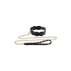 GUILTY PLEASURE ECLIPSE Lunar Braided Halsband & Leine Schwarz/Gold