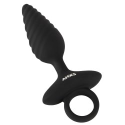 ANOS Flexible Butt Plug Twisted Design mit Vibration Ø 3.4 cm aus Silikon