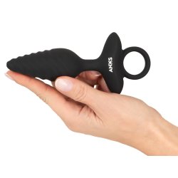ANOS Flexible Butt Plug Twisted Design mit Vibration Ø 3.4 cm aus Silikon