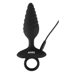 ANOS Flexible Butt Plug Twisted Design mit Vibration Ø 3.4 cm aus Silikon