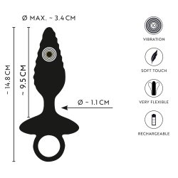 ANOS Flexible Butt Plug Twisted Design mit Vibration Ø 3.4 cm aus Silikon
