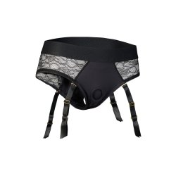 DREAM TOYS BOLD Reva Strap-On Garter Brief mit Dildo Schwarz