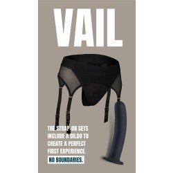 DREAM TOYS BOLD Vail Strap-On Garter Thong mit Dildo Schwarz