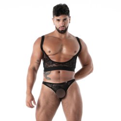 TOF Fluid Lace G Thong Schwarz