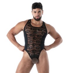 TOF Fluid Lace Open Bodythong Schwarz