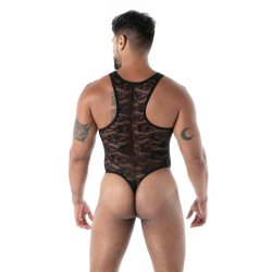 TOF Fluid Lace Open Bodythong Schwarz