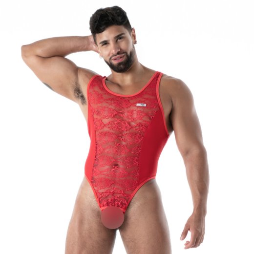 TOF Fluid Lace Open Bodythong Rot