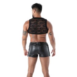 TOF Fluid Lace Zipped Crop Top Schwarz