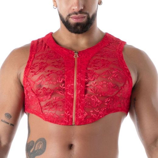 TOF Fluid Lace Zipped Crop Top Rot