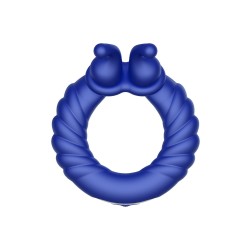 FORTO F-24 Vibrierender Penisring mit Klitoris-Stimulation aus Silikon Blau