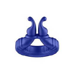 FORTO F-24 Vibrierender Penisring mit Klitoris-Stimulation aus Silikon Blau