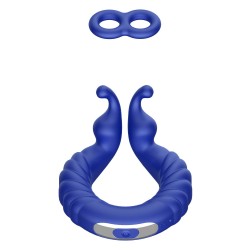 FORTO F-24 Vibrierender Penisring mit Klitoris-Stimulation aus Silikon Blau