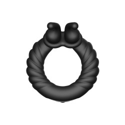 FORTO F-24 Vibrierender Penisring mit Klitoris-Stimulation aus Silikon Schwarz