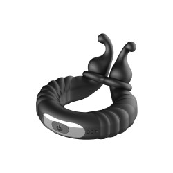 FORTO F-24 Vibrierender Penisring mit Klitoris-Stimulation aus Silikon Schwarz