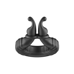 FORTO F-24 Vibrierender Penisring mit Klitoris-Stimulation aus Silikon Schwarz