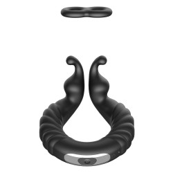FORTO F-24 Vibrierender Penisring mit Klitoris-Stimulation aus Silikon Schwarz